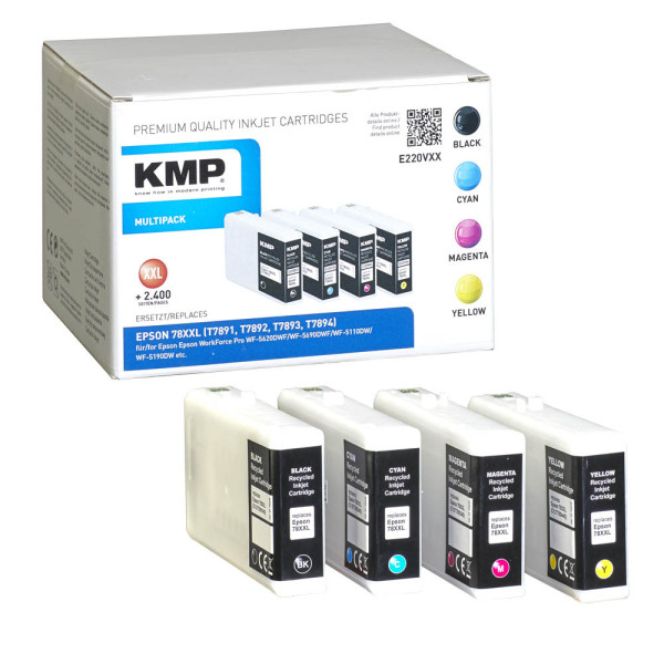 4011324268256 - MULTIPACK E220VXX - 4er-Pack - Hohe Ergiebigkeit - Schwarz Gelb Cyan Magenta - Tintenpatrone (Alternative zu Epson T7891 Epson T7893 Epson T7892 Epson T7894)