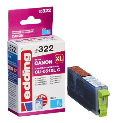 Druckerpatrone cyan ersetzt Canon CLI-551 XL 18-322