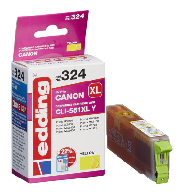 Druckerpatrone gelb ersetzt Canon CLI-551 XL 18-324