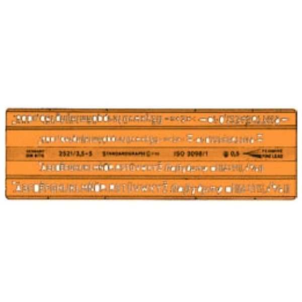 4014509021394 - Kunststoff-Schablone Schrift 2521 orange-transparent Schrifthöhe 35mm & 5mm