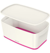 Aufbewahrungsbox MyBox 5229-10-23, 5 Liter mit Deckel, für A5, außen 318x191x128mm, Kunststoff weiß/pink