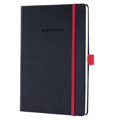 Notizbuch Conceptum Red Edition CO662 schwarz A5 kariert 80g 194 Seiten mit Gummiband paginiert