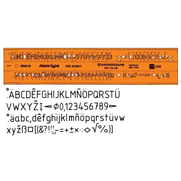 4014509021431 - Kunststoff-Schablone Schrift 2522-5 orange-transparent Schrifthöhe 5mm