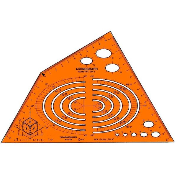 4014509002348 - Kunststoff-Schablone Axonograph Isometric 1158 orange-transparent