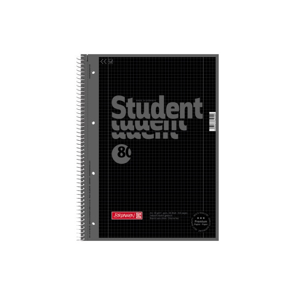 4003273629509 - Collegeblock 10-67928190 Student Colour Code Lineatur 28   kariert mit Rand innen außen A4 90g schwarz 80 Blatt 40032736295