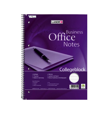 Collegeblock Business Office Notes 100050245, A4+ rautiert, 70g 80 Blatt, 4-fach-Lochung