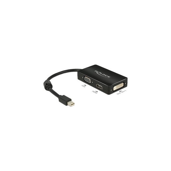 4043619626311 - 62631 DisplayPort   VGA   HDMI   DVI Adapter [1x Mini-DisplayPort Stecker - 1x VGA-Buchse HDMI-Buchse DVI-Buchse 24+1pol] Schwarz mit Ferritkern