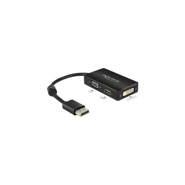 4043619626564 - 62656 DisplayPort   VGA   HDMI   DVI Adapter [1x DisplayPort Stecker - 1x VGA-Buchse HDMI-Buchse DVI-Buchse 24+1pol] Schwarz mit Ferritkern 1600 cm