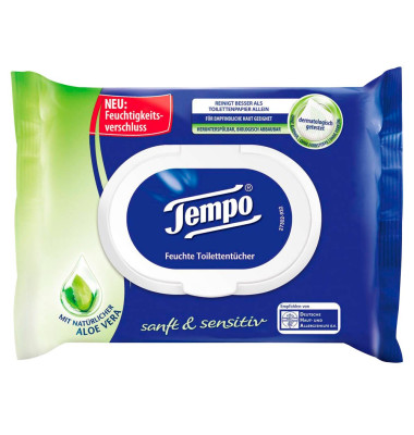 Toilettenpapier feucht, Sanft & Sensitiv, Aloe Vera, 836194, 1-lagig, weiß, 42 Blatt,