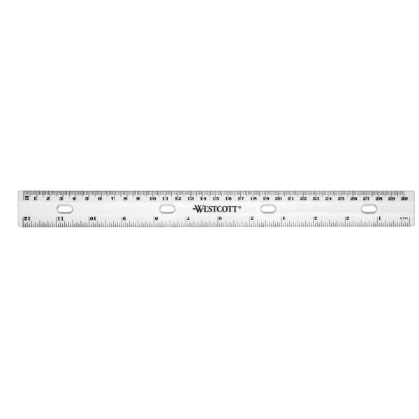 4027521515574 - 0 WESTCOTT Lineale Kunststofflineal zum Abheften 31 cm transparent