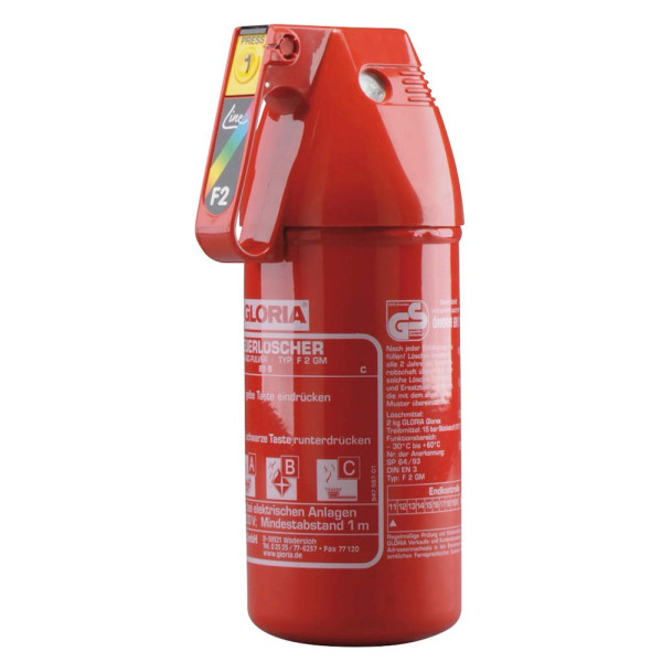 4006325654528 - GLORIA Pulver-Kompakt-Feuerlöscher Inhalt 2 kg inkl Manometer Brandklasse A+B+C