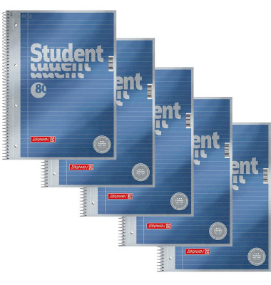 Collegeblock 10-67141 Student Premium, Lineatur 27 / liniert mit Rand innen/außen, A4, 90g, blau, 80 Blatt