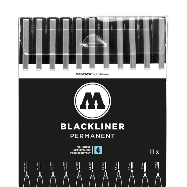 4250397639369 - BLACKLINER Complete Fineliner schwarz 005 01 02 03 04 05 07 09 10 mm 4250397639369 MOLOTOW 52-MO200485