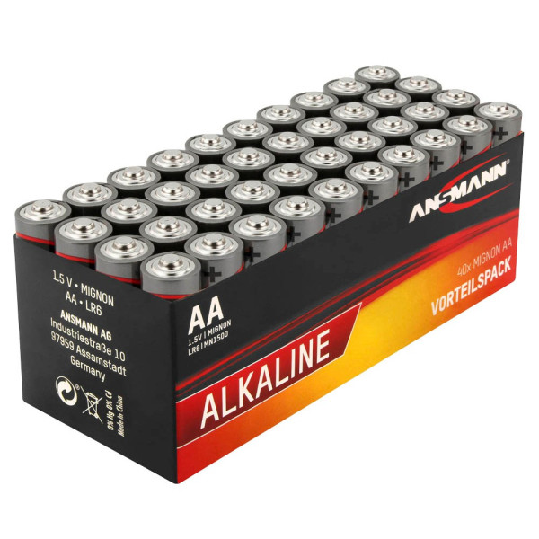 4013674138210 - Alkaline Batterien Ansmann Mignon AA 7 Jahre Lebensdauer 40 Stück