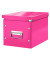 Aufbewahrungsbox Click & Store WOW Cube 61090023, 10 Liter mit Deckel, für A5, außen 260x260x240mm, Karton pink