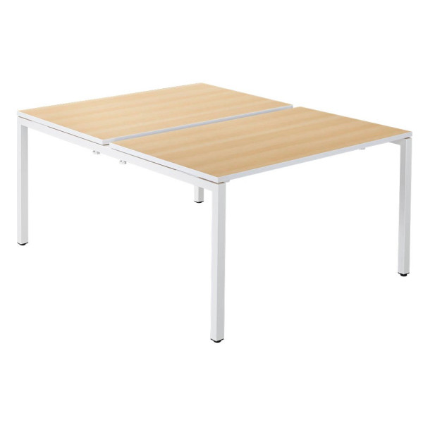 3660141254846 - Doppelschreibtisch easyDesk B2P80X1401323 75cm (H) 140cmx166cm (BxT) rechteckig buche   Weiß 3660141254846 PAPERFLOW