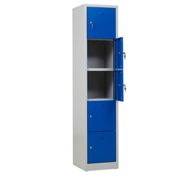 4260090177976 - Schließfachschrank 110889 Metall 1 Abteil mit 5 Fächern abschließbar 41x190cm (BxH) blau 4260090177976 110889