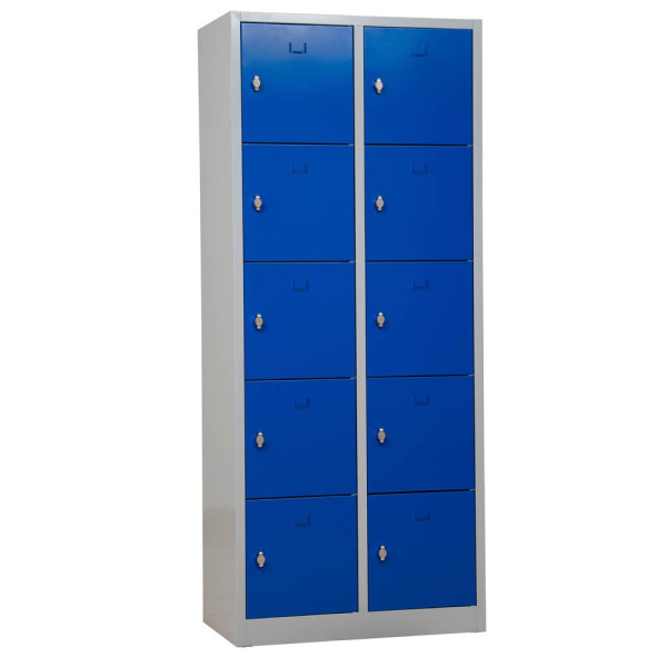 4260090175354 - Schließfachschrank 106958 Metall 2 Abteile mit 10 Fächern abschließbar (Schloss separat erhältlich) 80x190cm (BxH) blau 426