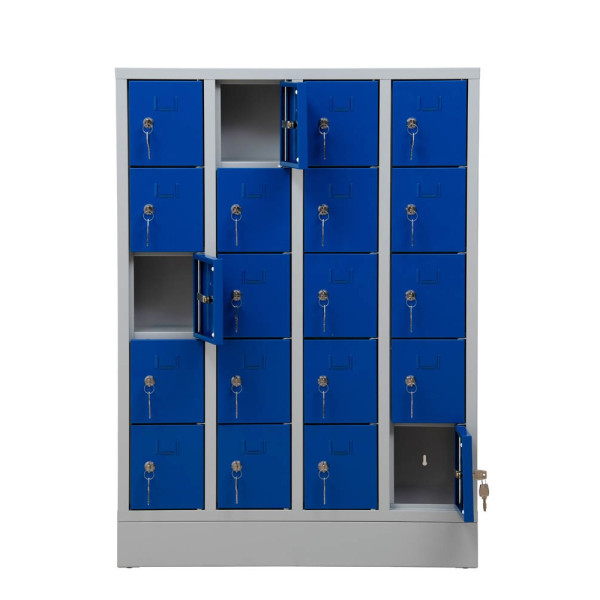 4260610840175 - Schließfachschrank 111037 Metall 4 Abteile mit 20 Fächern abschließbar 80x110cm (BxH) blau 4260610840175 111037