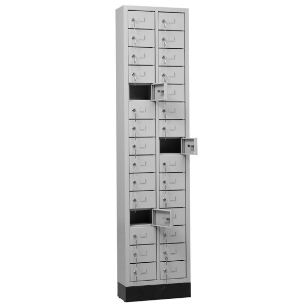 4260090179239 - Schließfachschrank 111526 Metall 2 Abteile mit 20 Fächern abschließbar 46x195cm (BxH) lichtgrau 4260090179239 111526