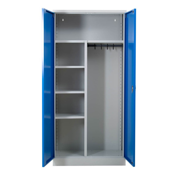 4260610840229 - Putzmittelschrank 100179 lichtgrau enzianblau 920 x 420 x 1950 cm aufgebaut