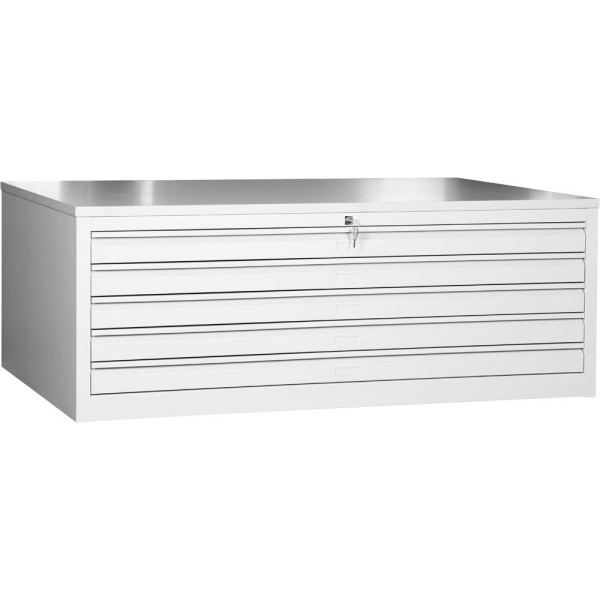 4260090177778 - Planschrank 111430 Stahl abschließbar 5 Schubladen A0 140 x 53 x 95 cm lichtgrau 4260090177778 111430