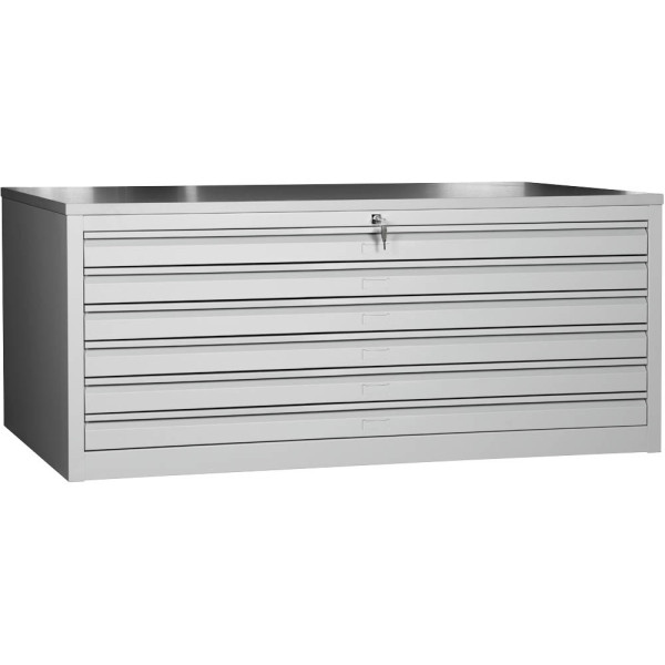 4260090177792 - Planschrank 111372 Stahl abschließbar 6 Schubladen A0 140 x 62 x 95 cm lichtgrau 4260090177792 111372