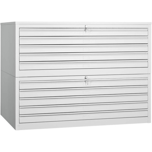 4260610840397 - Planschrank 111758 Stahl abschließbar 10 Schubladen A0 140 x 105 x 95 cm lichtgrau 4260610840397 111758