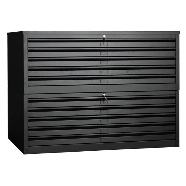 4260610840427 - Planschrank 111761 Stahl abschließbar 10 Schubladen A1 113 x 105 x 83 cm schwarz 4260610840427 111761