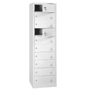 Schließfachschrank 110096, Metall, 1 Abteil mit 10 Fächern, abschließbar, 50x180cm (BxH), lichtgrau