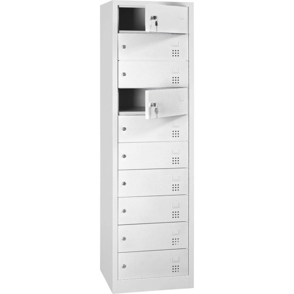 4260090176559 - Schließfachschrank 110096 Metall 1 Abteil mit 10 Fächern abschließbar 50x180cm (BxH) lichtgrau 4260090176559 110096