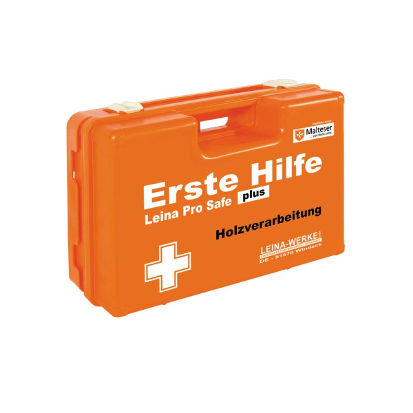 4011166211236 - Erste-Hilfe-Kasten Pro Safe plus Holzverarbeitung DIN 13169 + branchenbezogene Zusatzerweiterung orange 4011166211236 Leina-Werk