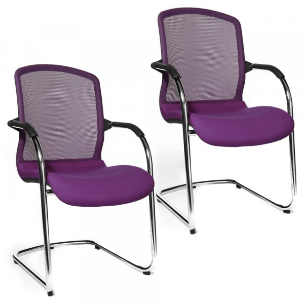 4014296031101 - OPEN CHAIR - der Design-Besucherstuhl Freischwinger mit Netzrücken VE 2 Stk violett