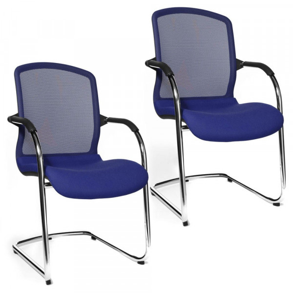 4014296075013 - OPEN CHAIR - der Design-Besucherstuhl Freischwinger mit Netzrücken VE 2 Stk royalblau