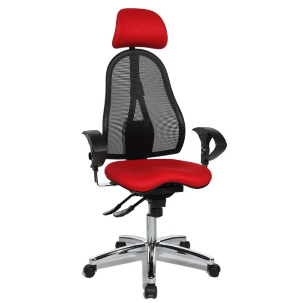 4014296227054 - Bürostuhl Sitness 45 ST99U L51X rot schwarz chrom Stoff