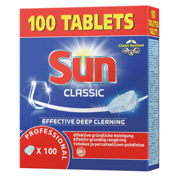 7615400778287 - SUN Professional Classic Tabs Spülmaschinentabs Geschirrreiniger-Tabs mit hohem Wirkungsgrad 1 Packung = 100 Tabs