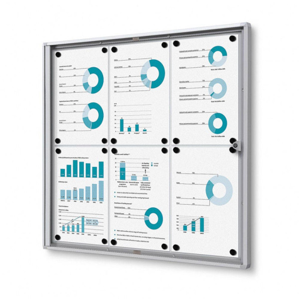 8595578357639 - SHOWDOWN Abschließbarer Schaukasten Magnetisch 711 (B) x 655 (H) cm Silber 6 x DIN A4