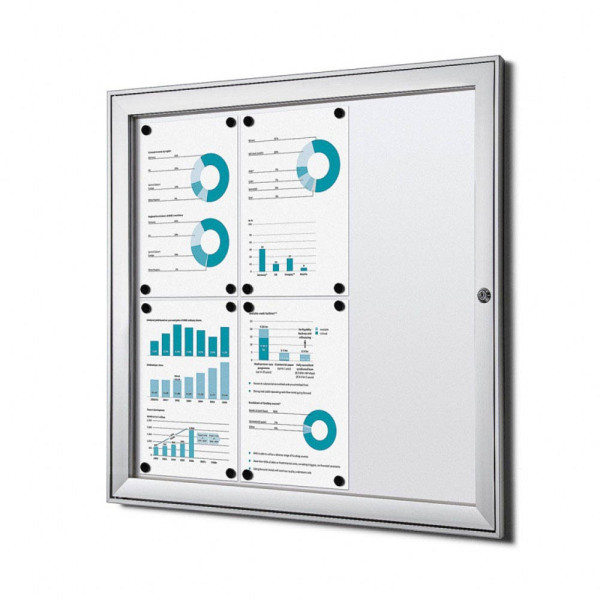 8595578357707 - SHOWDOWN Abschließbarer Schaukasten Magnetisch 741 (B) x 696 (H) cm Silber 6 x DIN A4