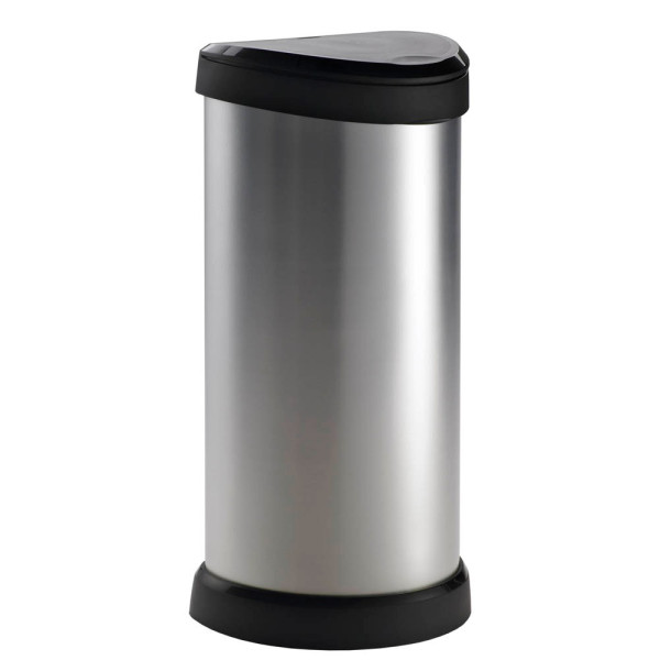 3253922130387 - Curver DECO Bin 240641 Mülleimer 40 l (B x H x T) 335 x 685 x 285 mm Silber Schwarz 1 St