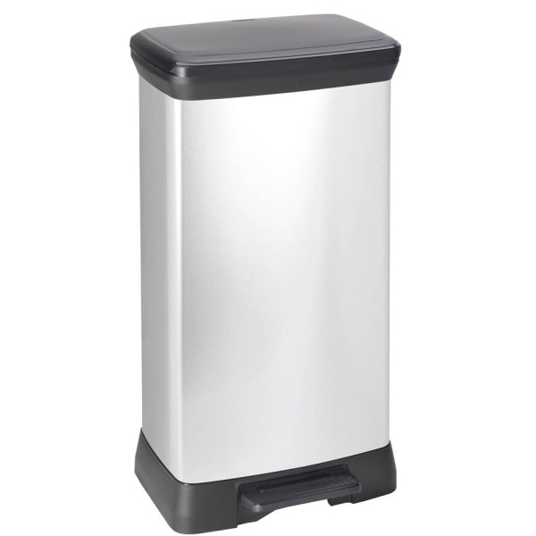 3253922162593 - Curver Deco bin metalics 240643 Mülleimer 50 l (B x H x T) 390 x 720 x 290 mm Silber Schwarz 1 St