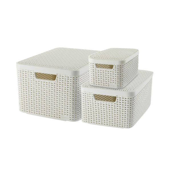 3253928509019 - Organizer CURVER Style Box L+M+S Aufbewahrungsboxen beige (creme) Aufbewahrungsbox Ordnungsboxen Aufbewahrungsboxen Aufbewahrungsbox stapelbar mit und ohne Deckel