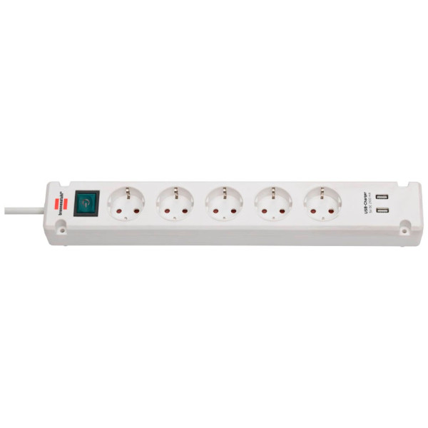 4007123656752 - Brennenstuhl Bremounta - Steckdosenleiste - Ausgangsanschlüsse 5 (2 x USB 5 x Strom Typ F) - 3 m Schnur - weiß