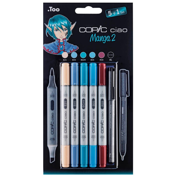 4013695261416 - Layoutmarker Ciao Mange 2 22075557 5+1er Etui farbig sortiert 1mm & 6mm Rundspitze Keilspitze 4013695261416 6 Stück