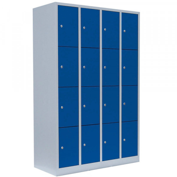 4061815518148 - Schließfachschrank 520441 Metall 4 Abteile mit 16 Fächern abschließbar 117x180cm (BxH) blau 4061815518148 LÜLLMANN