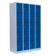 Schließfachschrank 520541, Metall, 4 Abteile mit 20 Fächern, abschließbar, 117x180cm (BxH), blau