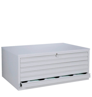 Planschrank 565110, Stahl abschließbar, 6 Schubladen, A1, 113,5 x 60,5 x 83,5 cm, lichtgrau