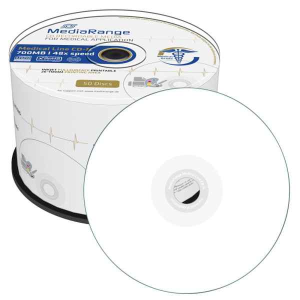 4260459616252 - Medical Line - 50 x CD-R - 700 MB (80 Min) 48x - weiß - mit Tintenstrahldrucker bedruckbare Oberfläche - Spindel