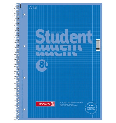 Collegeblock 10-67928133 Student Colour Code, Lineatur 28 / kariert mit Rand innen/außen, A4, 90g, blau, 80 Blatt