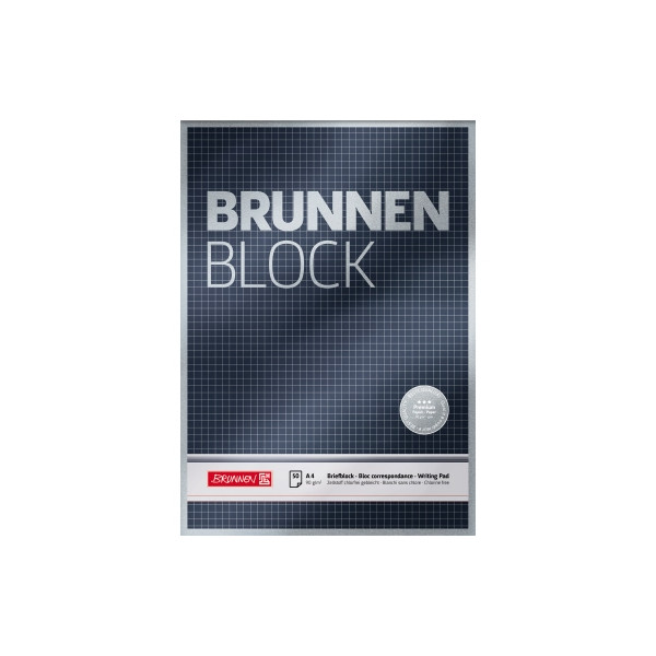 4003273649194 - Briefblock DIN A4 kariert 90g m² grau weiß 50 Bl 4003273649194 Brunnen