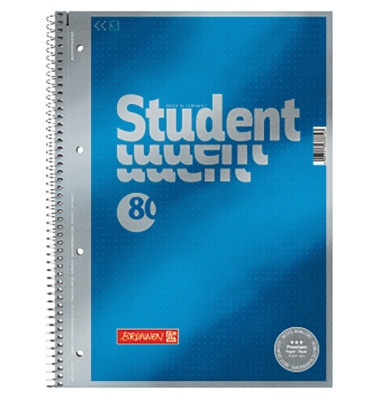 Collegeblock 10-67147 Student Premium, punktiert / punktkariert ohne Rand, A4, 90g, blau, 80 Blatt